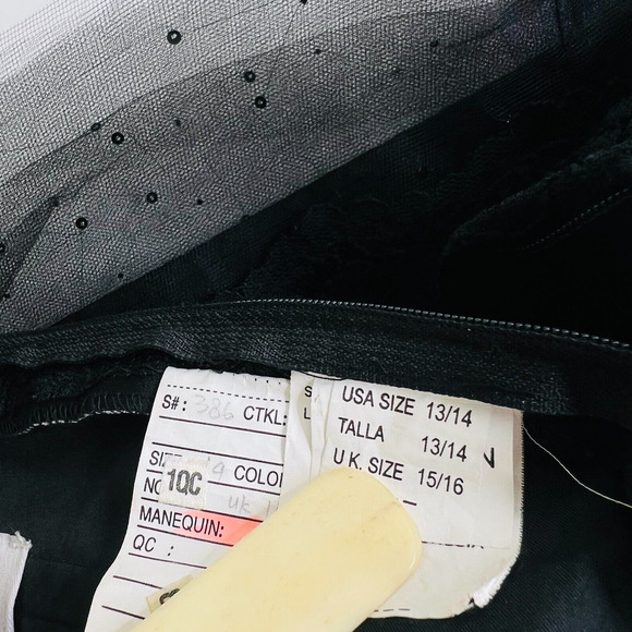 Mori‎ Lee by Madeline Gardner Dress Sz 13/14 Fit 10/12 Black Floral Lace No Belt - Picture 12 of 15